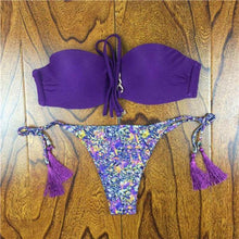 Load image into Gallery viewer, Crochet Lace Bikini With Side Tie Cheeky Bottoms - SexyBling