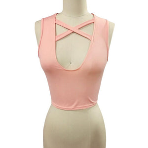 Glamorous Cropped Sleeveless Bralette Blouse - SexyBling