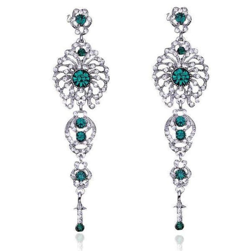 Crystal Green Chandelier Earrings - SexyBling
