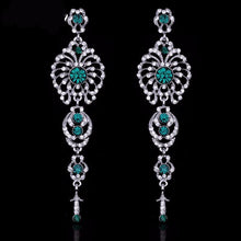 Load image into Gallery viewer, Crystal Green Chandelier Earrings - SexyBling