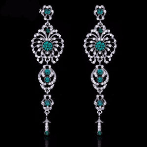 Crystal Green Chandelier Earrings - SexyBling
