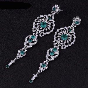 Crystal Green Chandelier Earrings - SexyBling
