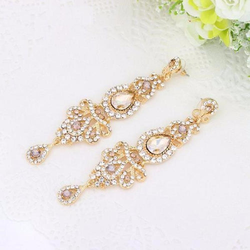 Crystal Long Chandelier Earrings - SexyBling