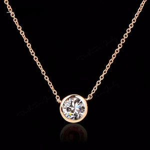 Cubic Zirconia Solitaire Pendant Necklace - SexyBling