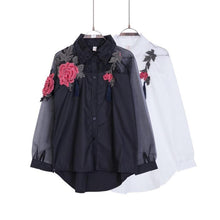 Load image into Gallery viewer, Glamorous Glitter Mesh Hollow Blouse - SexyBling