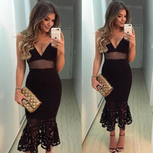 Load image into Gallery viewer, Deep V Neck Lace Formal Dress - SexyBling