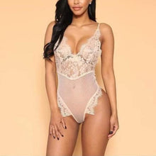 Load image into Gallery viewer, Deep V Neck Lace Sheer Bodybuit - SexyBling