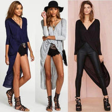 Load image into Gallery viewer, Deep V Neck Long Sleeve Tail Top - SexyBling