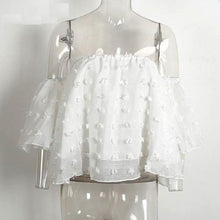 Load image into Gallery viewer, Dotted Mesh Blouse With Lace - SexyBling
