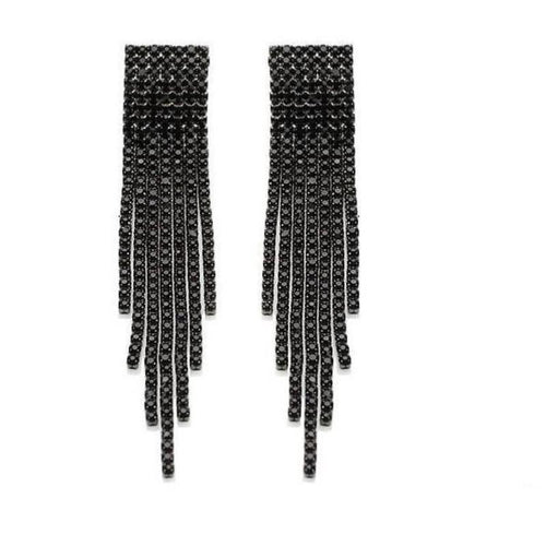 Drop Rhinestone Tassel Earrings For Women - SexyBling