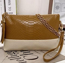 Load image into Gallery viewer, Faux Snakeskin Clutch With Crossbody Chain - SexyBling