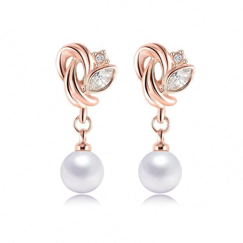 Flower Pearl Drop Earrings - SexyBling