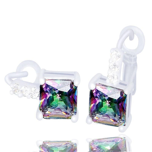 Multicolor Cubic Zirconia Hoop Earrings - SexyBling