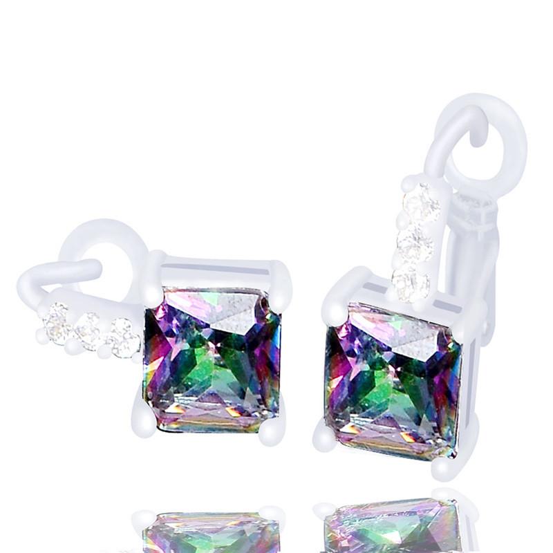 Multicolor Cubic Zirconia Hoop Earrings - SexyBling