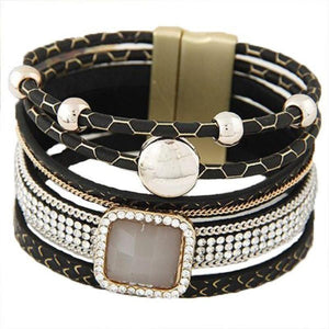 Gemstone Leather Charm Bracelets - SexyBling