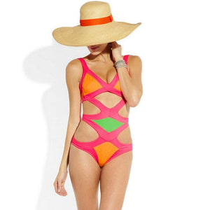 Glamorous Patchwork Retro Bikini - SexyBling