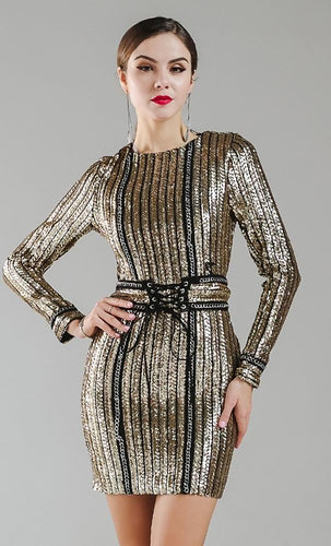 Elegant O-Neck Belt Rope Dress - SexyBling