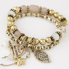 Load image into Gallery viewer, Vintage Gold Charm Beaded Bracelet - SexyBling