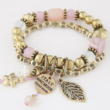 Load image into Gallery viewer, Vintage Gold Charm Beaded Bracelet - SexyBling