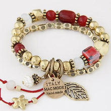 Load image into Gallery viewer, Vintage Gold Charm Beaded Bracelet - SexyBling
