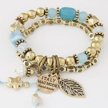 Load image into Gallery viewer, Vintage Gold Charm Beaded Bracelet - SexyBling