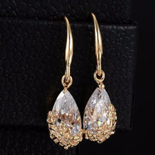 Load image into Gallery viewer, Gold Silver Crystal Drop Earrings - SexyBling