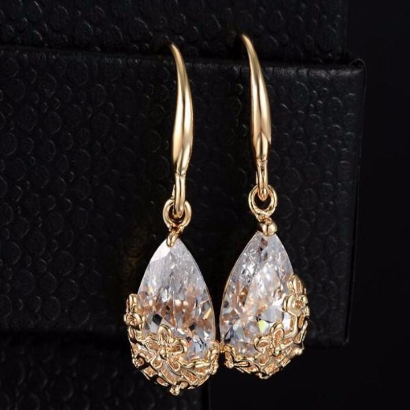 Gold Silver Crystal Drop Earrings - SexyBling