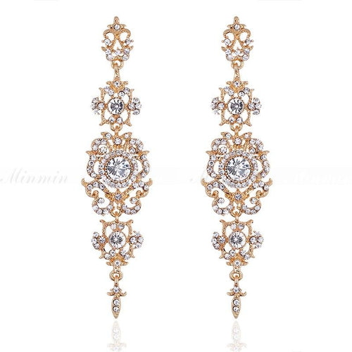 Floral Shape Long Dangle Drop Earrings - SexyBling