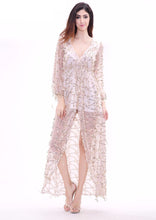 Load image into Gallery viewer, Lustful Fringed V-Neck Maxi Dress - SexyBling