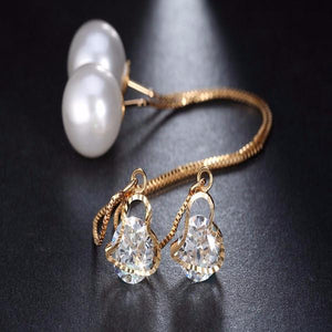 Drop Crystal Imitation Pearl Dangle Earrings - SexyBling
