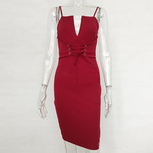 Load image into Gallery viewer, Lace Up Front Bodycon Dress - SexyBling