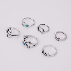 6PCS Vintage Turkish Beach Punk Moon Arrow Ring - SexyBling