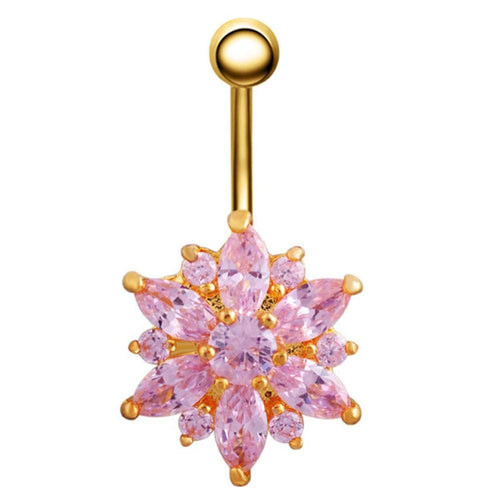 Stainless Steel Flower Crystal Piercing - SexyBling