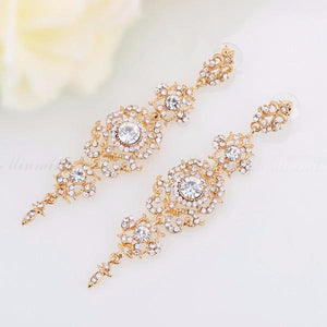 Floral Shape Long Dangle Drop Earrings - SexyBling