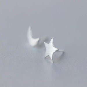 Silver Star and Moon Earrings - SexyBling