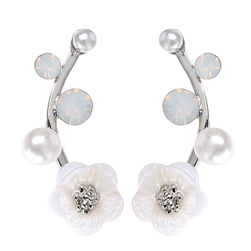 Pearl Flower Earrings - SexyBling
