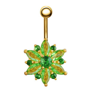 Stainless Steel Flower Crystal Piercing - SexyBling