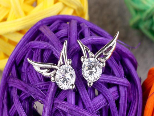 Angel Wing Rhinestone Earrings - SexyBling
