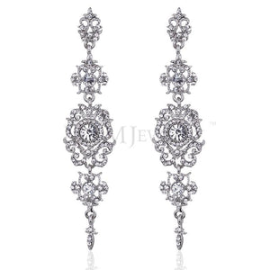 Floral Shape Long Dangle Drop Earrings - SexyBling