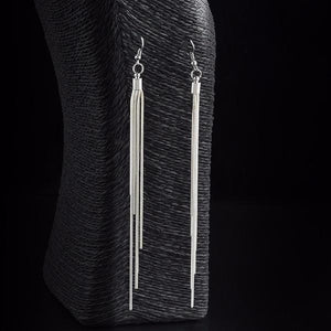 Silver Plated Long Hook Dangle Earrings - SexyBling