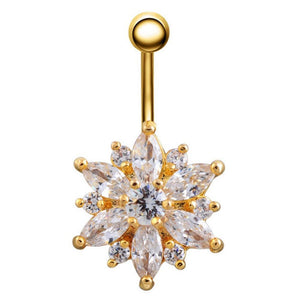 Stainless Steel Flower Crystal Piercing - SexyBling