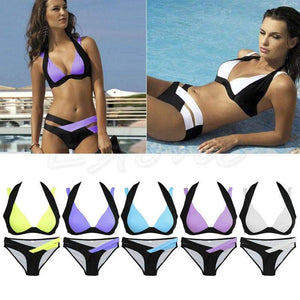 Halter Cut Out 2 Piece Bikini Set - SexyBling