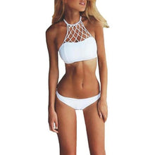 Load image into Gallery viewer, Halter Lace Up Bikini With Low Rise Bottom - SexyBling