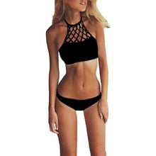Load image into Gallery viewer, Halter Lace Up Bikini With Low Rise Bottom - SexyBling