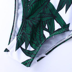 Halter Straps  Coco Palm Trees One Piece Swimsuit - SexyBling