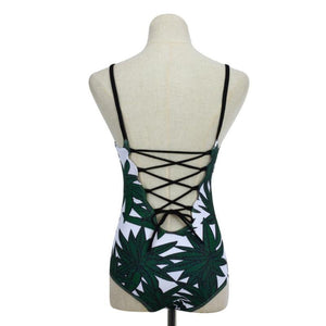 Halter Straps  Coco Palm Trees One Piece Swimsuit - SexyBling