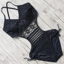 Load image into Gallery viewer, Handmade Solid Crochet High Neck Swimsuit for Women - SexyBling