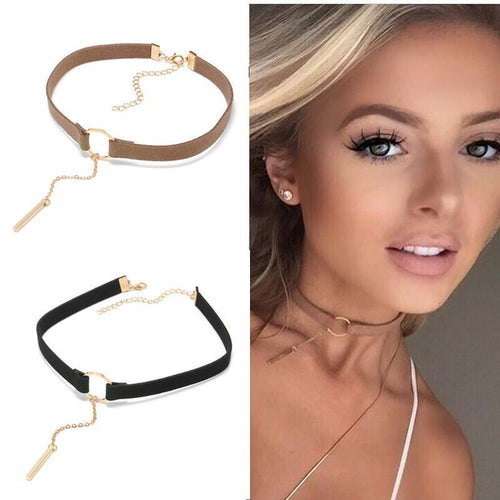 High Quality Zinc Alloy Leather Choker Necklace - SexyBling
