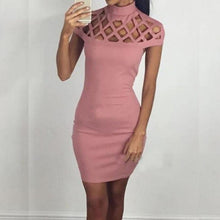 Load image into Gallery viewer, Hollow Cut High Neck Bodycon Dress - SexyBling