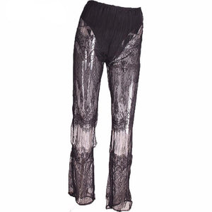 Lace See Through Wide Leg Pants - SexyBling